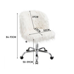 Living And Home White Modern Fluffy Faux Fur Office Ergonomic Chair Height Adjustable - thumbnail 7