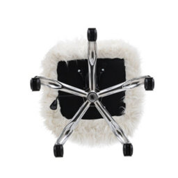 Living And Home White Modern Fluffy Faux Fur Office Ergonomic Chair Height Adjustable - thumbnail 6