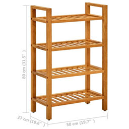 Vidaxl Shoe Rack With 4 Shelves 50X27X80 Cm Solid Oak Wood - thumbnail 6