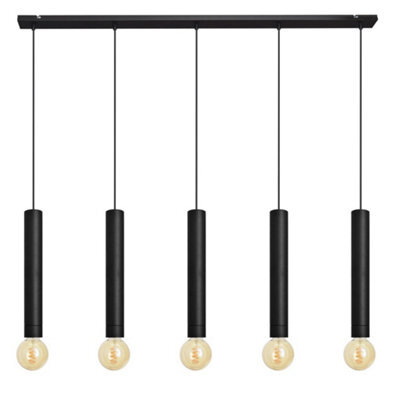 Luminosa Lighting Luminosa Tuba Straight Bar Pendant Ceiling Light Black 120Cm