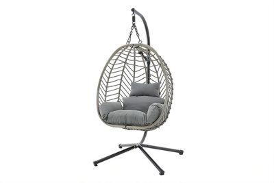 Eco Living Rattan Effect Balinese Garden Egg Chair With Cushions