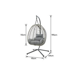Eco Living Rattan Effect Balinese Garden Egg Chair With Cushions - thumbnail 6