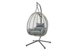 Eco Living Rattan Effect Balinese Garden Egg Chair With Cushions - thumbnail 2