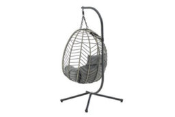Eco Living Rattan Effect Balinese Garden Egg Chair With Cushions - thumbnail 4