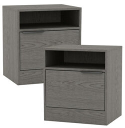Urbn-Living Urbnliving 49.5Cm Height 2 Pcs 1-Door Bedside Cedar Grey Table Cabinet Nightstand Storage Shelf Unit Bedroom Furniture - thumbnail 1