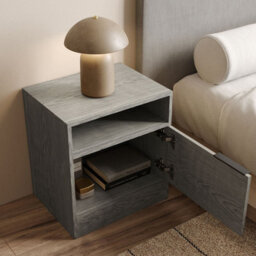 Urbn-Living Urbnliving 49.5Cm Height 2 Pcs 1-Door Bedside Cedar Grey Table Cabinet Nightstand Storage Shelf Unit Bedroom Furniture - thumbnail 4