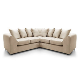 Furnishings For Less UK Casper Soft Chenille Fabric 5 Seater L Shaped Corner Sofa  Beige - Scatter Back - thumbnail 1