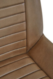Orsina Grey Genuine Leather Accent Chair, Channel Detailed Grey Leather Upholstery, Gold Iron Legs Accent Seating - thumbnail 2