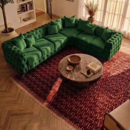 Sofaya Monaco Chesterfield 6 Seater Chaise Sofa Green Velvet L Shaped Corner Chaise- Right Hand Deep Buttoned Upholstery Couch Lounge - thumbnail 6