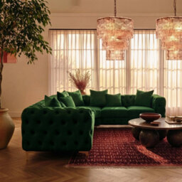 Sofaya Monaco Chesterfield 6 Seater Chaise Sofa Green Velvet L Shaped Corner Chaise- Right Hand Deep Buttoned Upholstery Couch Lounge - thumbnail 3