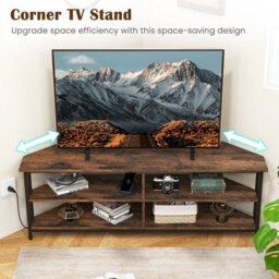 Gainoom 55Inch Media Entertainment Center Corner Tv Stand For Tvs Up To 60Inch Tv - thumbnail 8