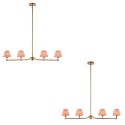 Loops Stylish 2 Pack Of Coral Pink Ceiling Pendant Lights In Aged Brass Finish