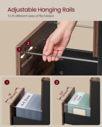Songmics 2-Drawer Filing Cabinet, Mobile File Cabinet For Home Office, Printer Stand, A4, Letter-Size Files, Hanging File Folders - thumbnail 7