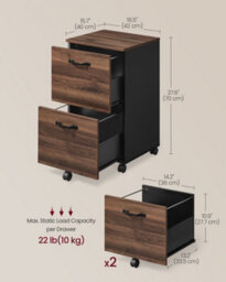 Songmics 2-Drawer Filing Cabinet, Mobile File Cabinet For Home Office, Printer Stand, A4, Letter-Size Files, Hanging File Folders - thumbnail 9