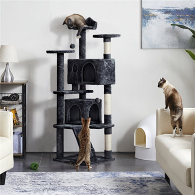 Yaheetech Black 158Cm Multilevel Cat Tree Plush Cat Tower Medium - image 1