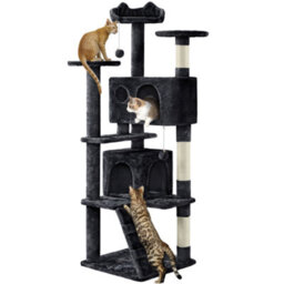 Yaheetech Black 158Cm Multilevel Cat Tree Plush Cat Tower Medium - thumbnail 2