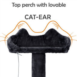 Yaheetech Black 158Cm Multilevel Cat Tree Plush Cat Tower Medium - thumbnail 7