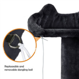 Yaheetech Black 158Cm Multilevel Cat Tree Plush Cat Tower Medium - thumbnail 6