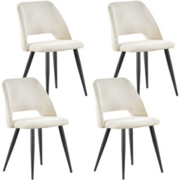 Longtoo Set Of 4 Dining Chairs, Velvet Upholstery, Separate Legs, Beige - thumbnail 2