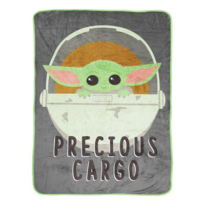 Star Wars: The Mandalorian Precious Cargo Sherpa Fleece Fluffy Baby Yoda Blanket Grey/green (150Cm X 130Cm) - image 1