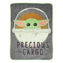 Star Wars: The Mandalorian Precious Cargo Sherpa Fleece Fluffy Baby Yoda Blanket Grey/green (150Cm X 130Cm) - thumbnail 1