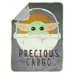 Star Wars: The Mandalorian Precious Cargo Sherpa Fleece Fluffy Baby Yoda Blanket Grey/green (150Cm X 130Cm) - thumbnail 3