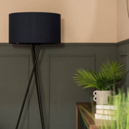 Valuelights Camden Black Tripod Floor Lamp With Navy Drum Shade - thumbnail 2
