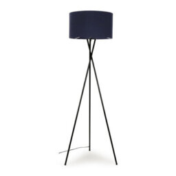 Valuelights Camden Black Tripod Floor Lamp With Navy Drum Shade - thumbnail 4