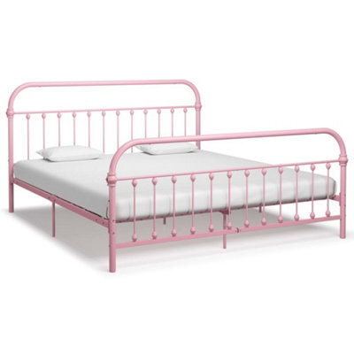 Berkfield Bed Frame Pink Metal 180X200 Cm 6Ft Super King - image 1