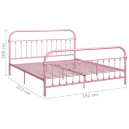 Berkfield Bed Frame Pink Metal 180X200 Cm 6Ft Super King - thumbnail 6