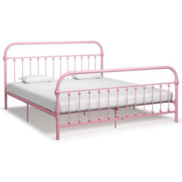 Berkfield Bed Frame Pink Metal 180X200 Cm 6Ft Super King