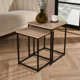Ohs Manhattan Set Of 2 Square Nest Of Tables Modern End Side Coffee Table - Wood Effect - thumbnail 4