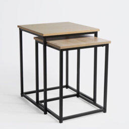 Ohs Manhattan Set Of 2 Square Nest Of Tables Modern End Side Coffee Table - Wood Effect - thumbnail 6