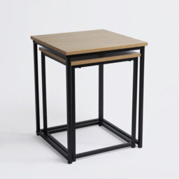 Ohs Manhattan Set Of 2 Square Nest Of Tables Modern End Side Coffee Table - Wood Effect - thumbnail 5