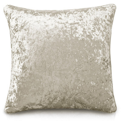 Intimates Luxury Crushed Velvet Sofa Cushion, Zip Closure, Machine Washable, Decorative Home Decor Cushion - Natural