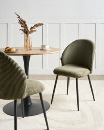 Beliani Set Of 2 Dining Chairs Eloy Corduroy Dark Green - thumbnail 2