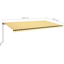 Berkfield Manual Retractable Awning With Led 600X350 Cm Yellow And White - thumbnail 7