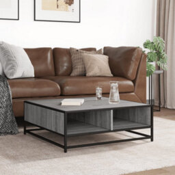 Berkfield Coffee Table Grey Sonoma 80X80X30 Cm Engineered Wood And Metal - thumbnail 3