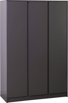 Seconique Malvern 3 Door Wardrobe In Grey Finish Hanging Rail And Shelving - image 1
