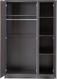 Seconique Malvern 3 Door Wardrobe In Grey Finish Hanging Rail And Shelving - thumbnail 2