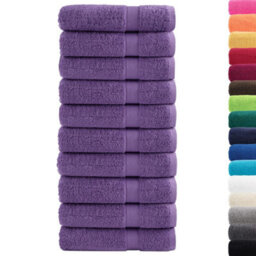 Berkfield Premium Hand Towels Solund 10 Pcs Purple 50X100 Cm 600 Gsm - thumbnail 2