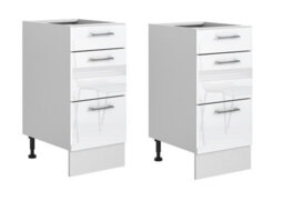 Impact Furniture White Gloss Kitchen Cabinets 140Cm Small Kitchenette 5 Unit Complete Diy Flat Pack Set Soft Close Drawers Ella - thumbnail 3