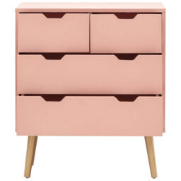 Coral Pink Scandinavian Chest Of Drawers With 2+2 Drawers