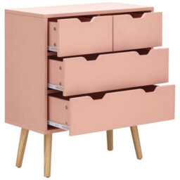 Coral Pink Scandinavian Chest Of Drawers With 2+2 Drawers - thumbnail 2