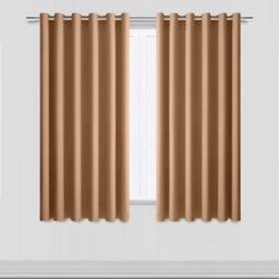 Aspire Homeware Beige Plain Blackout Curtain Room Darkening Pencil Pleat Curtain Pair (W)117Cm X (D)137Cm With Tie Back Pair - thumbnail 1