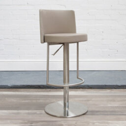 Azagi Chrome Real Leather Bar Stool - Black - thumbnail 2