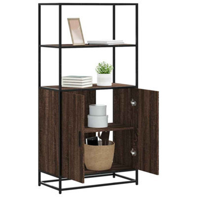 Walplus Highboard Brown Oak 68X35X139 Cm Engineered Wood And Metal - image 1