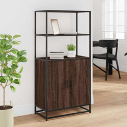 Walplus Highboard Brown Oak 68X35X139 Cm Engineered Wood And Metal - thumbnail 3