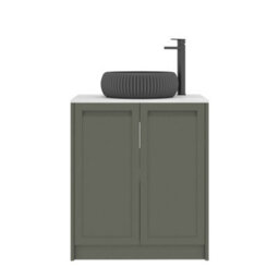 Royal Bathrooms Royal Bathroom Elmore 700mm Matt Green Freestanding Countertop Bathroom Vanity Unit 2 Door With Milan Black Basin - thumbnail 7