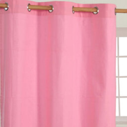 Homescapes Plain Pink Cotton Eyelet Curtains 117 X 137 Cm - thumbnail 2